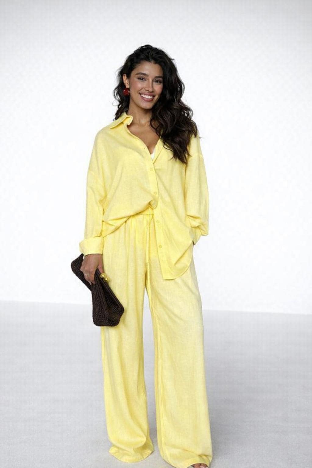 Dahlia Yellow Linen Oversized Two-Piece Set — Arthur's Sportswear