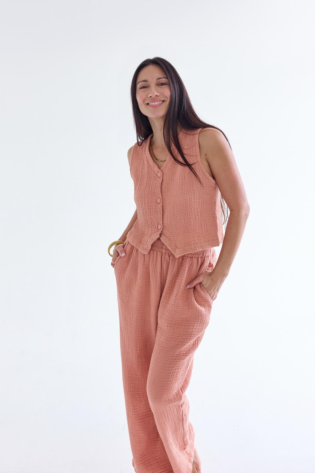 Inez Ivory Cotton Wide-Leg Pants — view 2