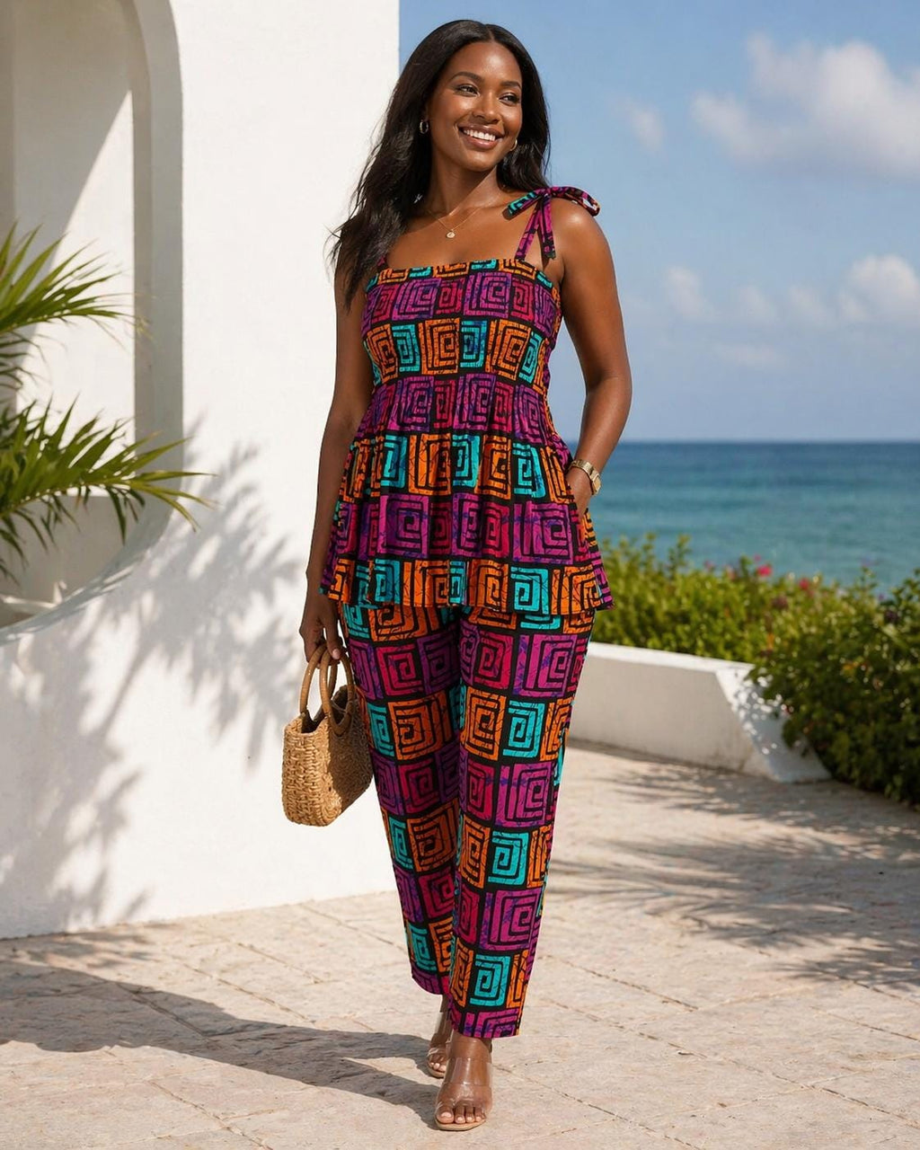 Ava Red Cotton Wrap Two-Piece Set — view 3