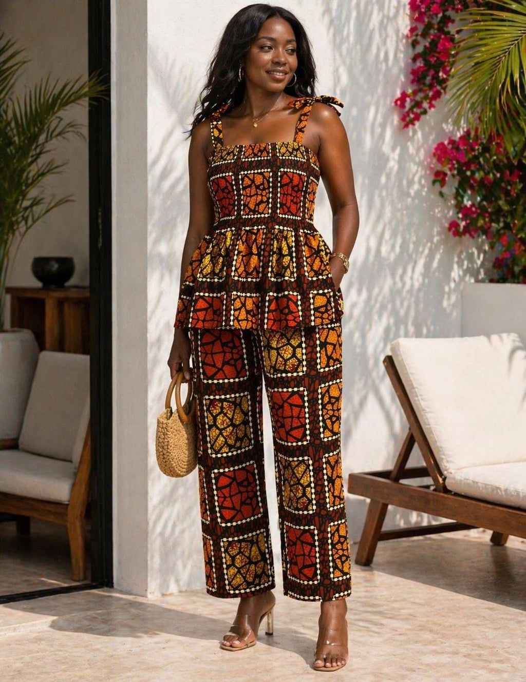 Ava Red Cotton Wrap Two-Piece Set — view 4