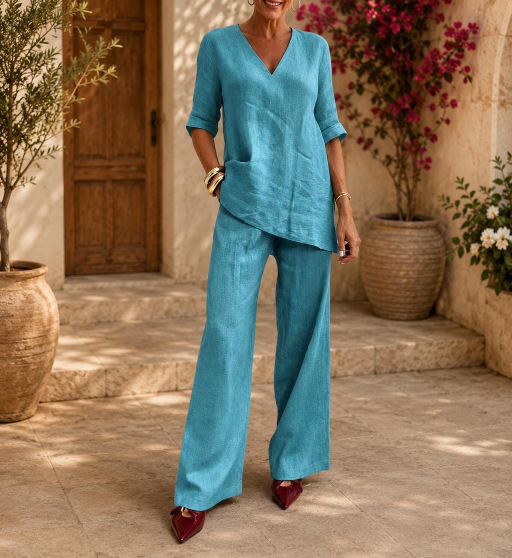 Elsie Brown Linen Tunic Two-Piece Set — view 4