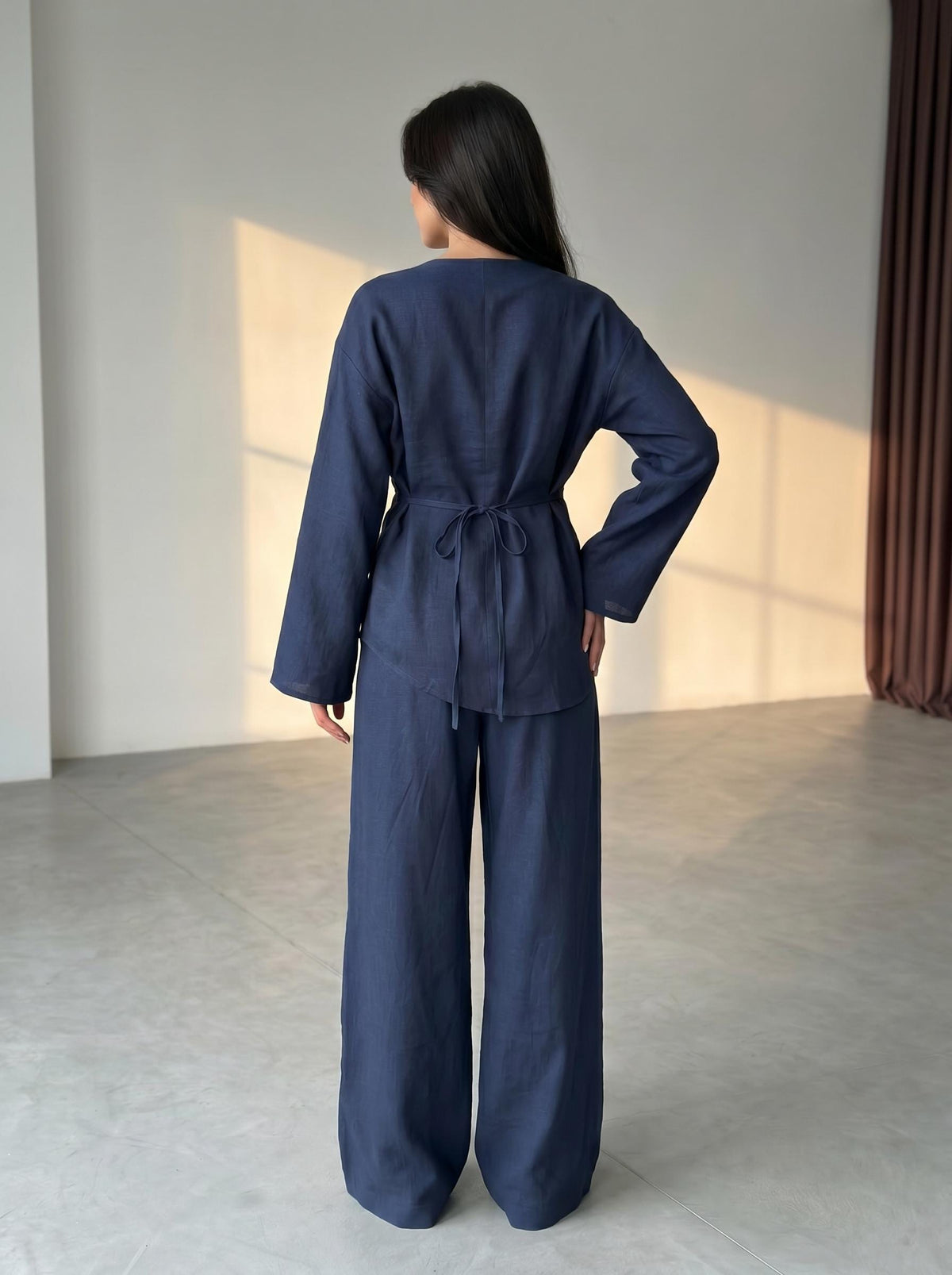 Juno Purple Linen Wide-Leg Two-Piece Set — view 2