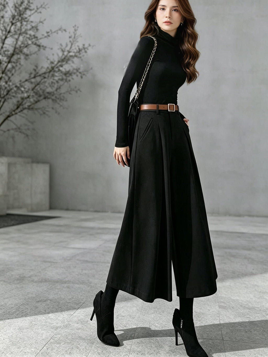 Willa Black Wool Wide-Leg Pants — Arthur's Sportswear