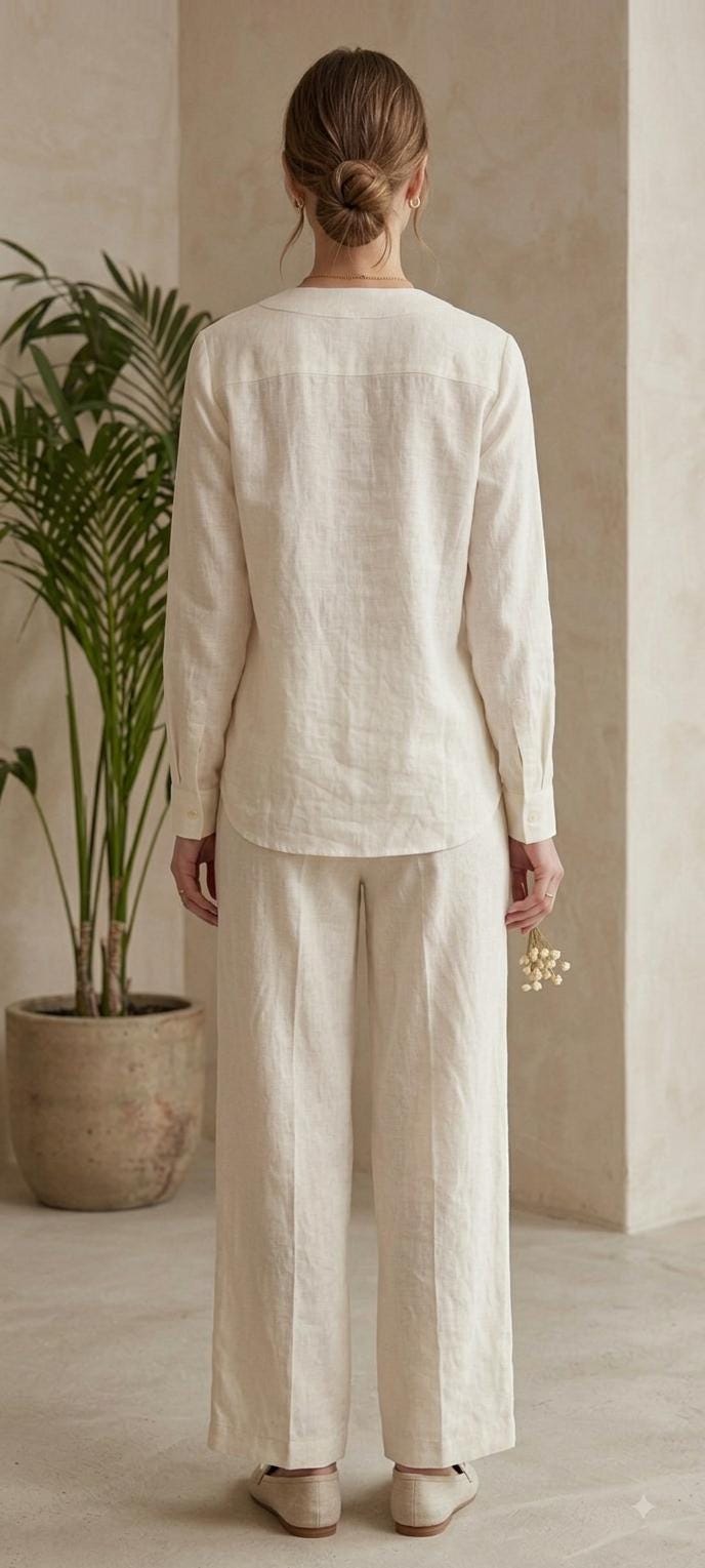 Poppy White Linen Button-Down Top — view 4