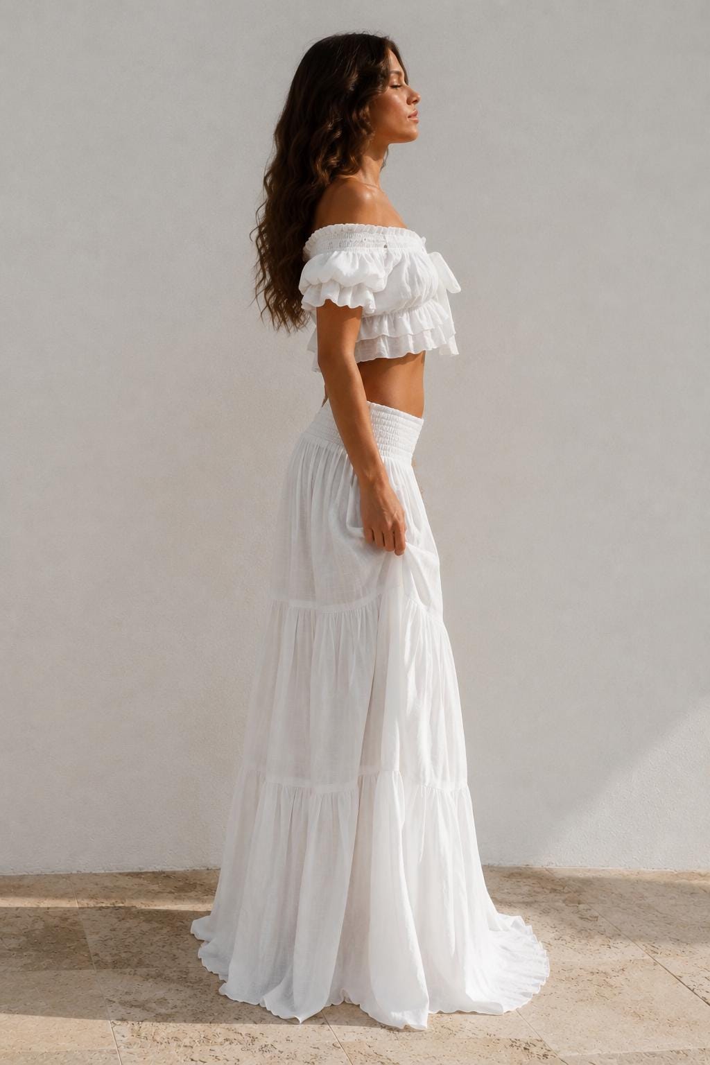 Halle White Ruffle Two-Piece Set — view 5