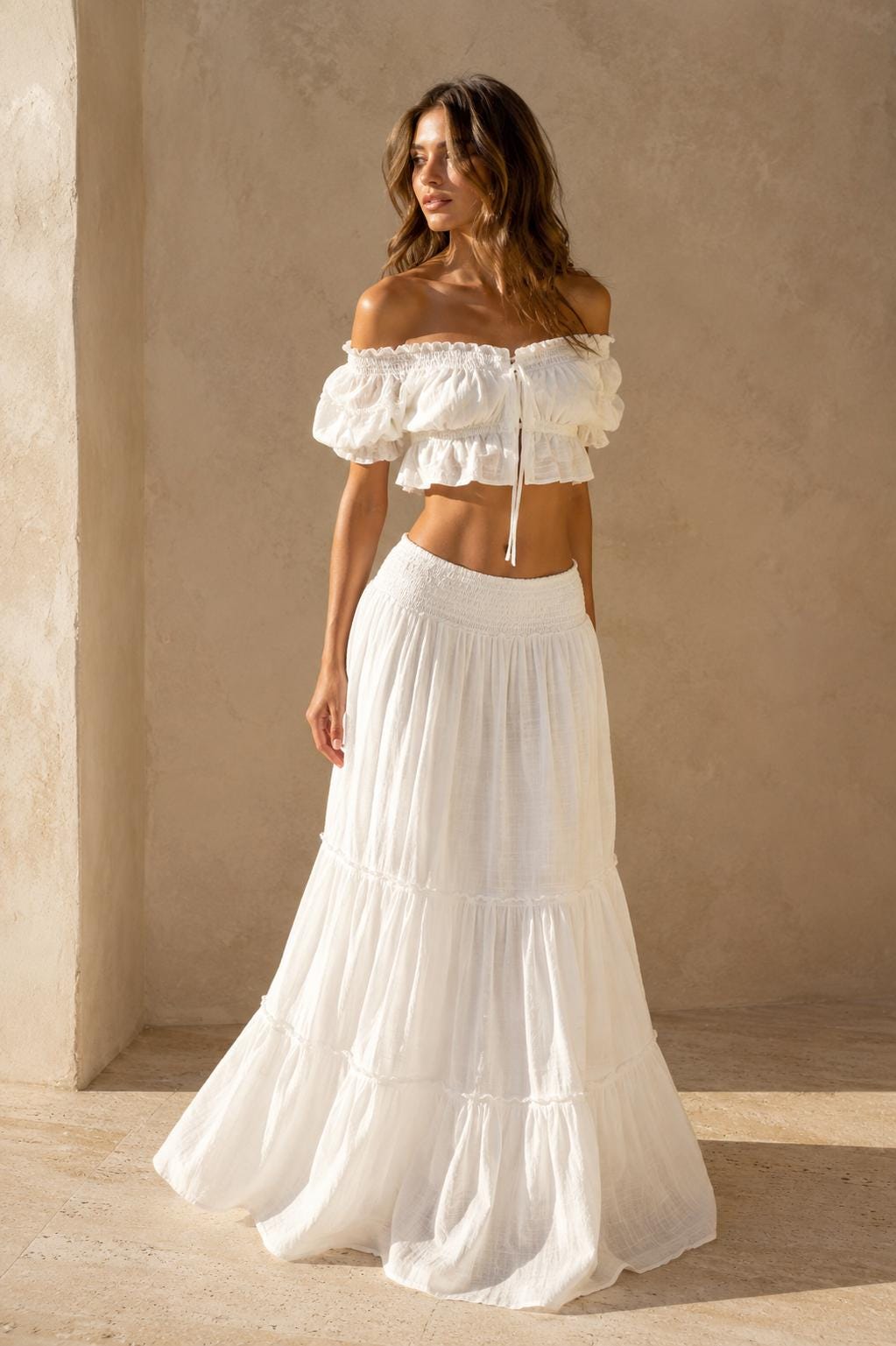Halle White Ruffle Two-Piece Set — view 2