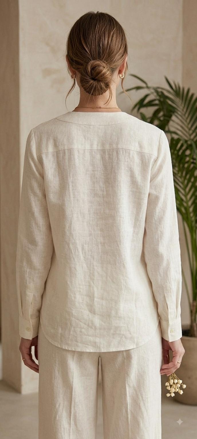 Poppy White Linen Button-Down Top — view 5