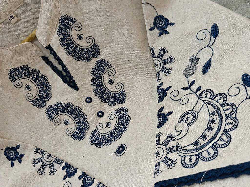 Isla Cream Linen Embroidered Two-Piece Set — view 3