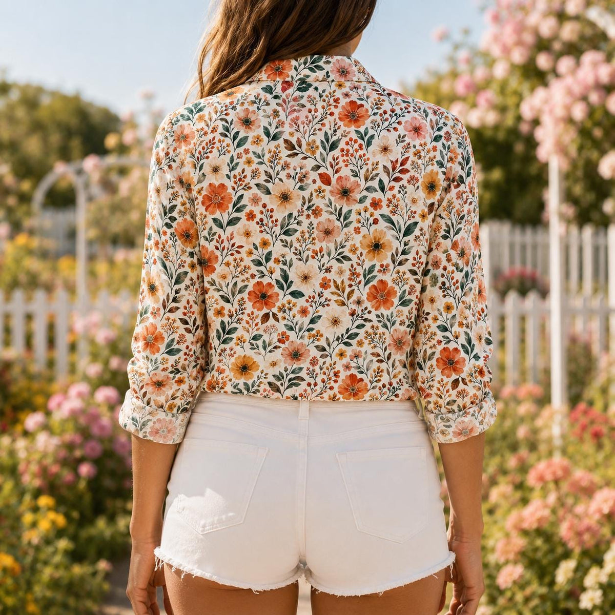 Romy Floral Linen Button-Down Blouse — view 4