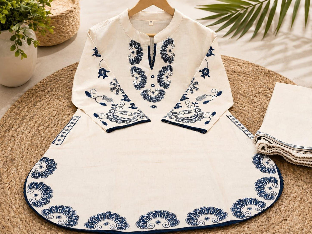 Isla Cream Linen Embroidered Two-Piece Set — view 2
