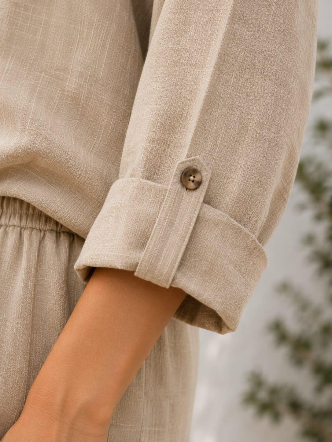 Xena Beige Linen Wide-Leg Two-Piece Set — view 2