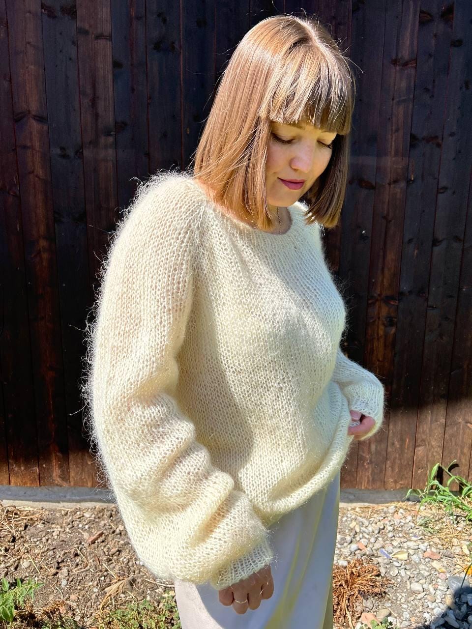 Mabel Ivory Knit Oversized Sweater — view 6