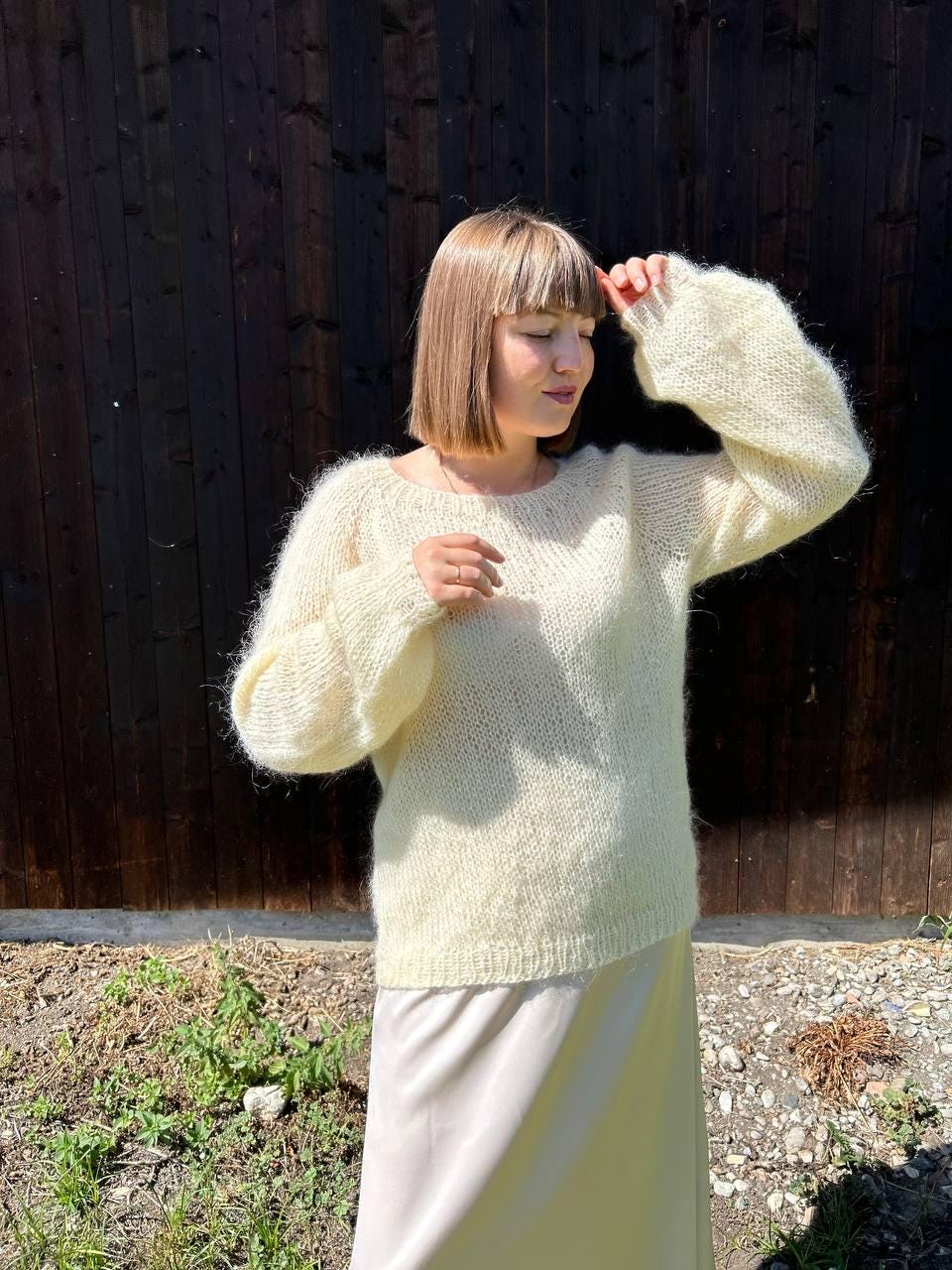 Mabel Ivory Knit Oversized Sweater — view 4