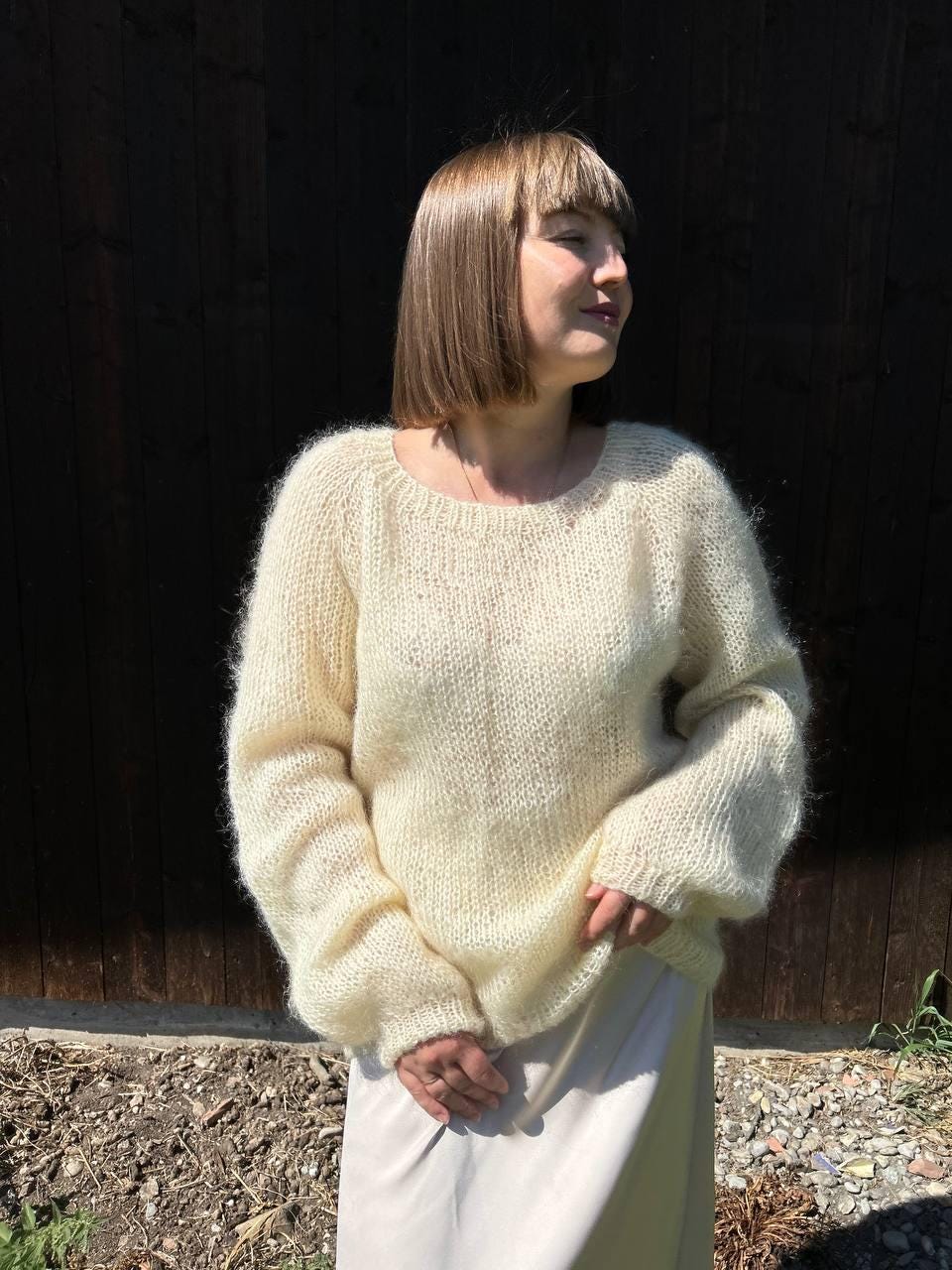 Mabel Ivory Knit Oversized Sweater — Arthur's Sportswear