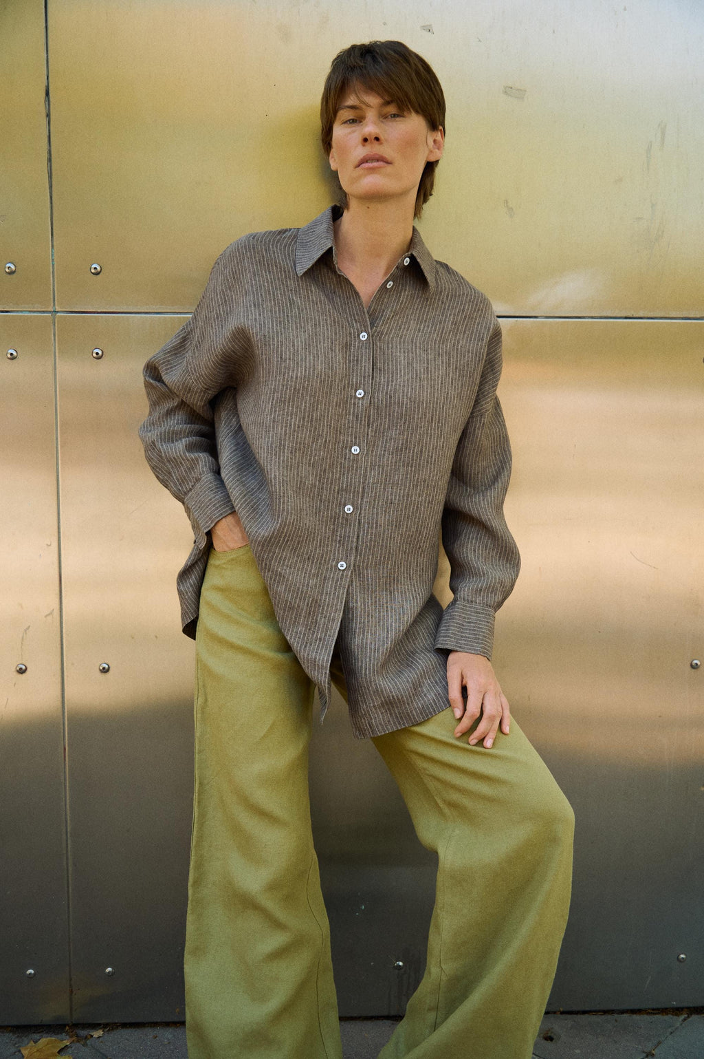 Valen Striped Linen Button-Down Shirt — Arthur's Sportswear
