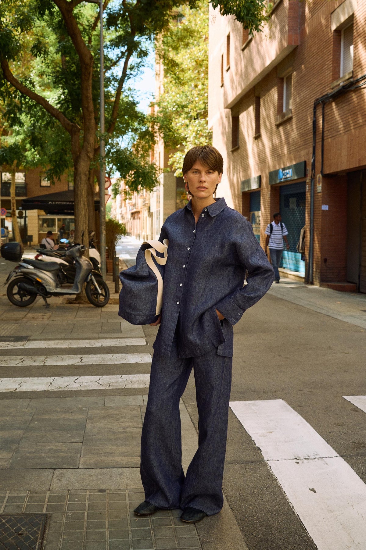 Dora Blue Denim Button-Down Shirt — view 3