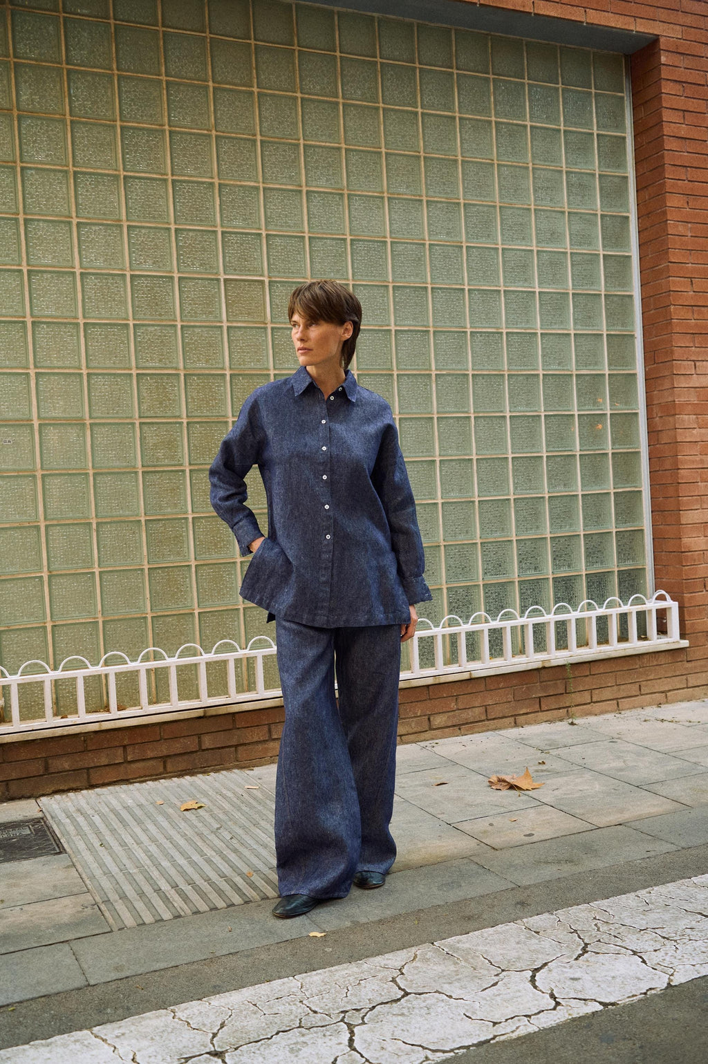 Dora Blue Denim Button-Down Shirt — view 2
