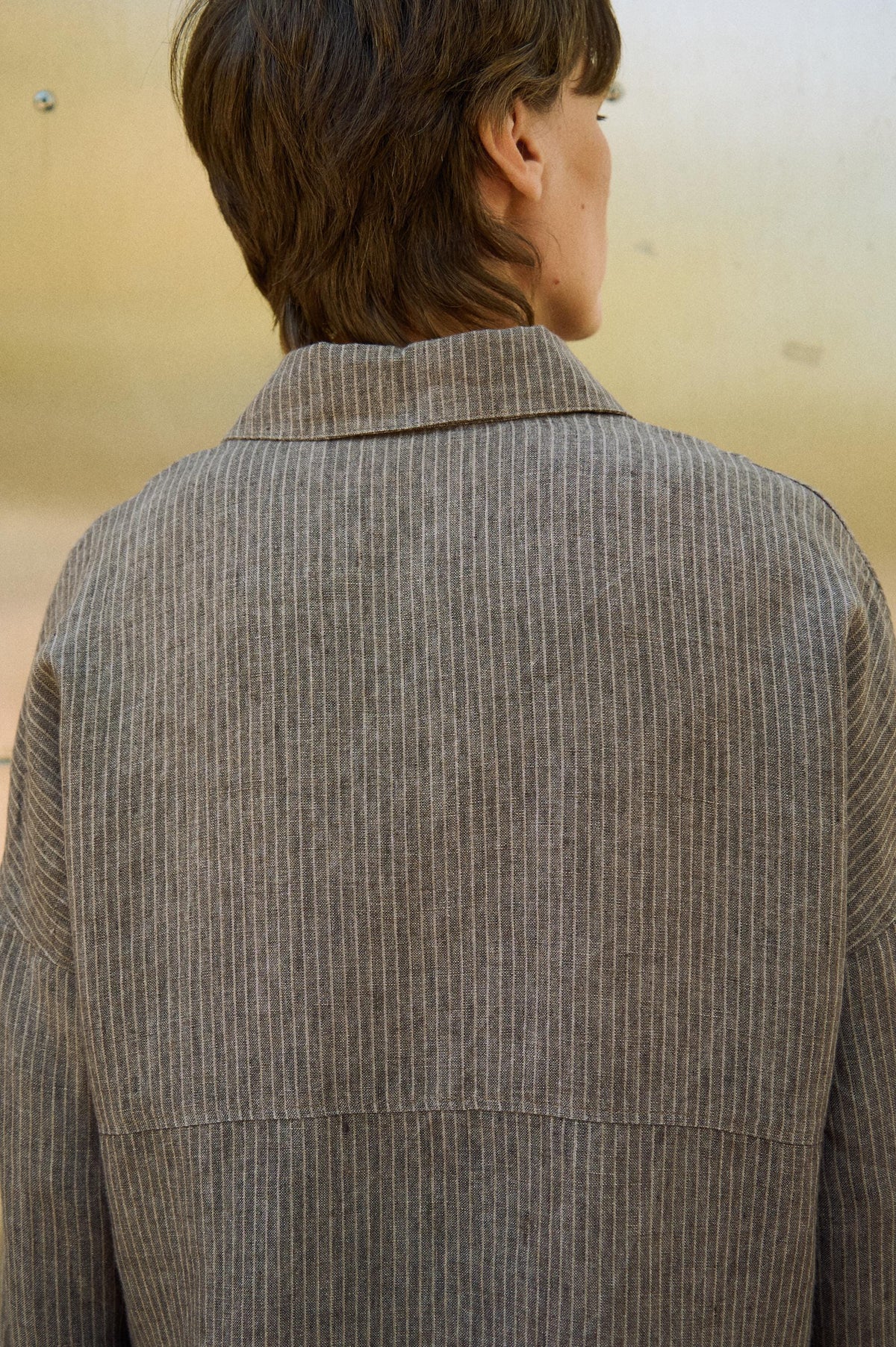 Valen Striped Linen Button-Down Shirt — view 4