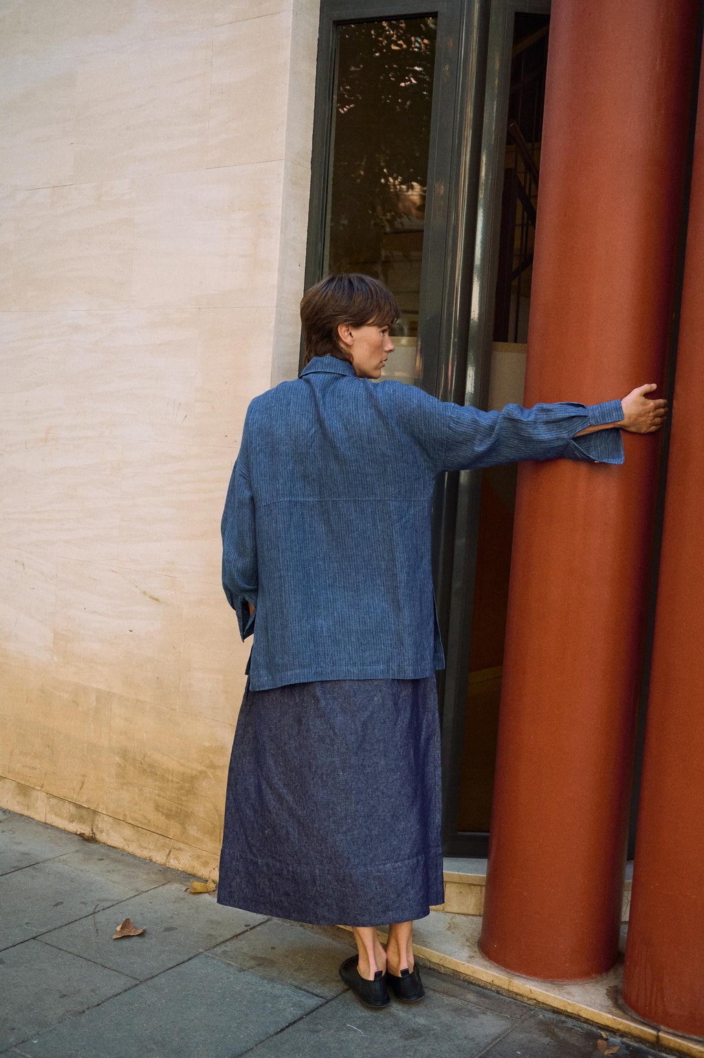 Talia Striped Linen Button-Down Shirt — view 3