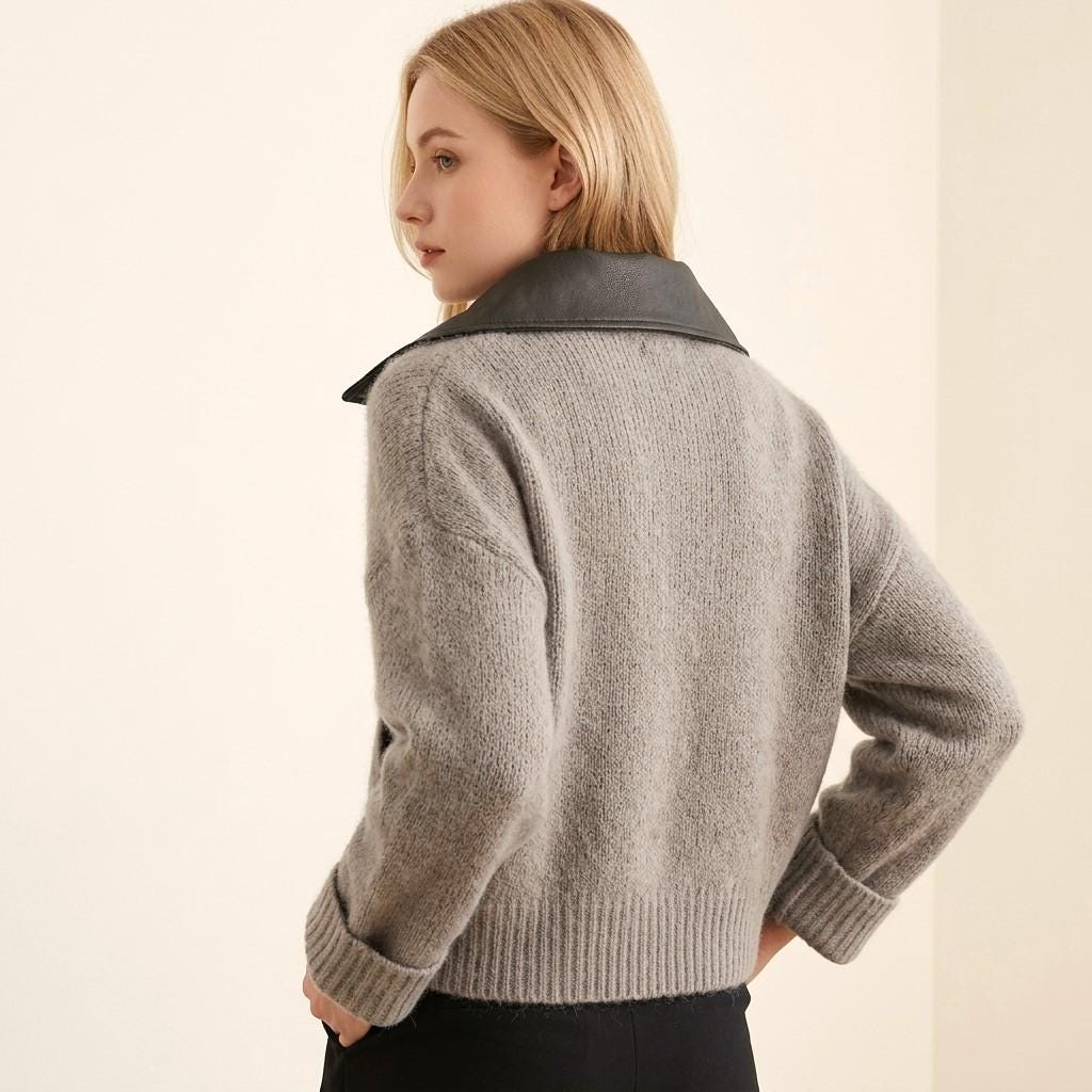 Frida Gray Knit Cardigan — view 4