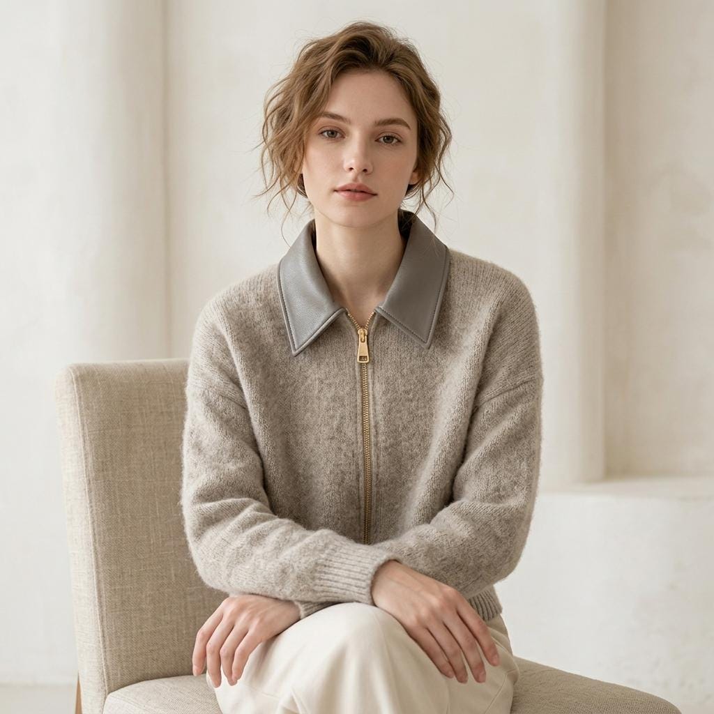 Frida Gray Knit Cardigan — view 3